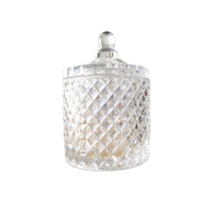 Small Geo Cut Glass Jar (230 ml) - Clear